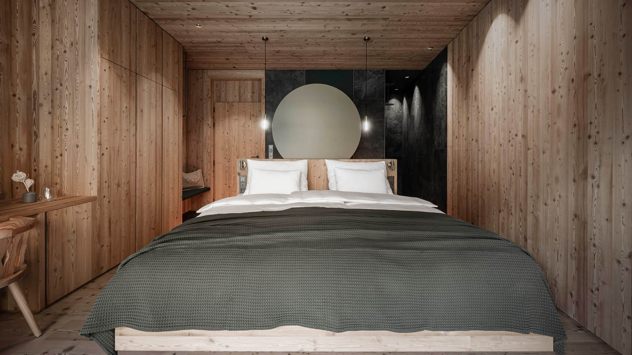 Eines der beiden Schlafzimmer der Apartsuite Double - OLM Nature Escape